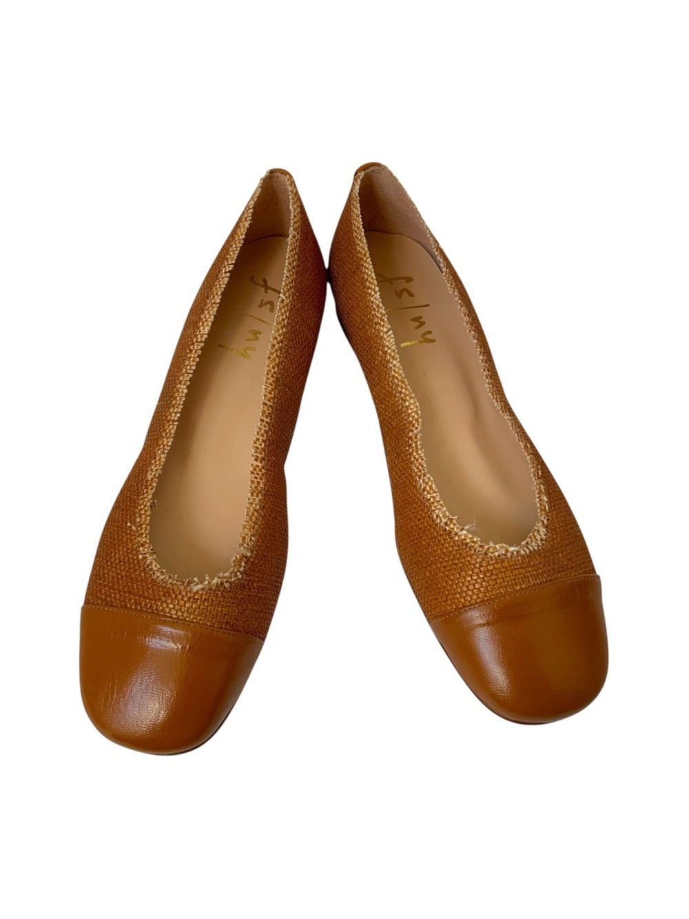 French Sole Imply Tan Raffia Ballet Flats Size 8